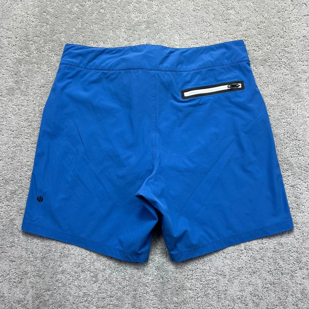 Lululemon Board Shorts Mens 34 Blue White Stripe Swim Trunks Surf Drawstring